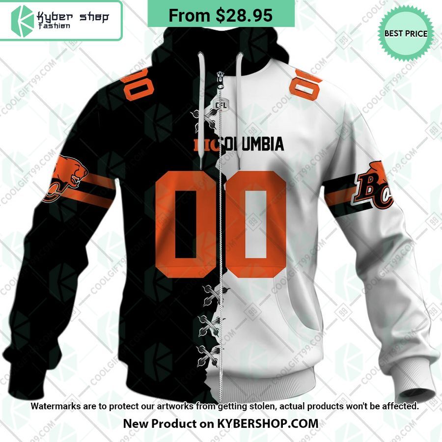 CFL BC Lions Mix Jersey Style CUSTOM Hoodie