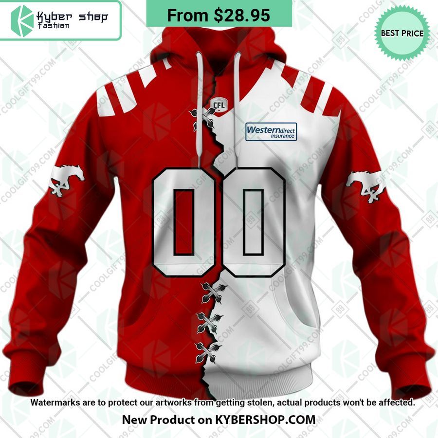 CFL Calgary Stampeders Mix Jersey Style CUSTOM Hoodie
