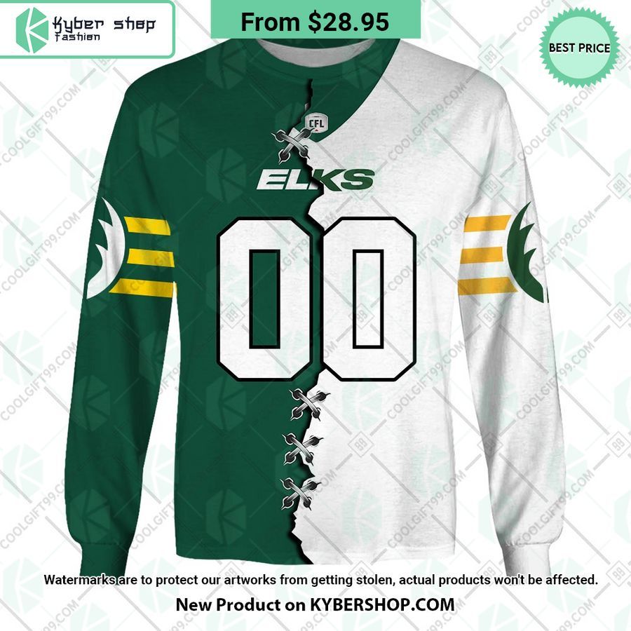 CFL Edmonton Elks Mix Jersey Style CUSTOM Hoodie