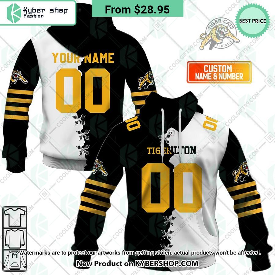 CFL Hamilton Tiger Cats Mix Jersey Style CUSTOM Hoodie