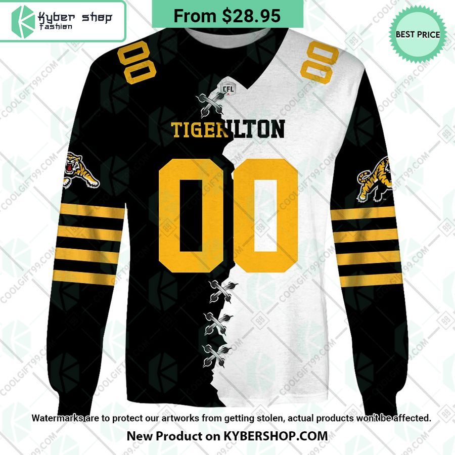 CFL Hamilton Tiger Cats Mix Jersey Style CUSTOM Hoodie