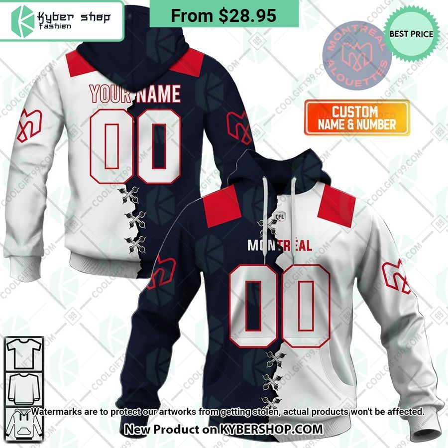 CFL Montreal Alouettes Mix Jersey Style CUSTOM Hoodie