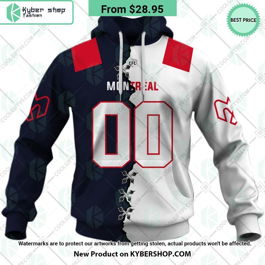 CFL Montreal Alouettes Mix Jersey Style CUSTOM Hoodie