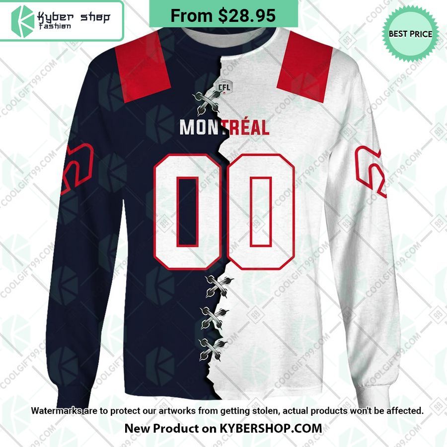 CFL Montreal Alouettes Mix Jersey Style CUSTOM Hoodie