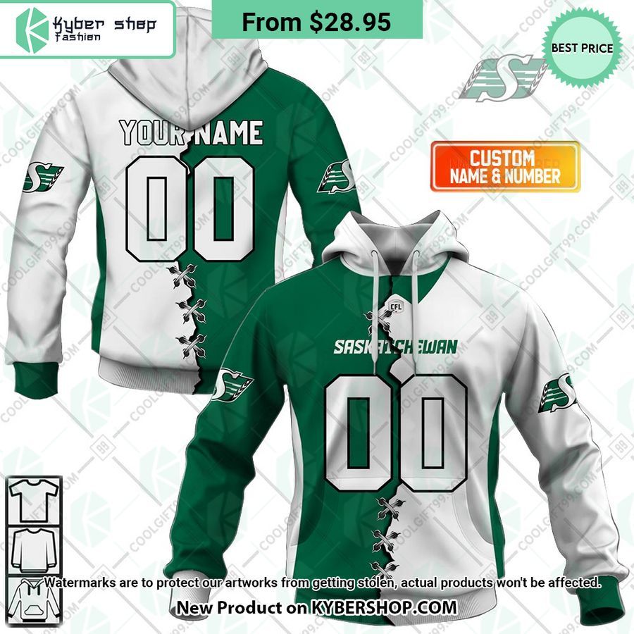 CFL Saskatchewan Roughriders Mix Jersey CUSTOM Hoodie