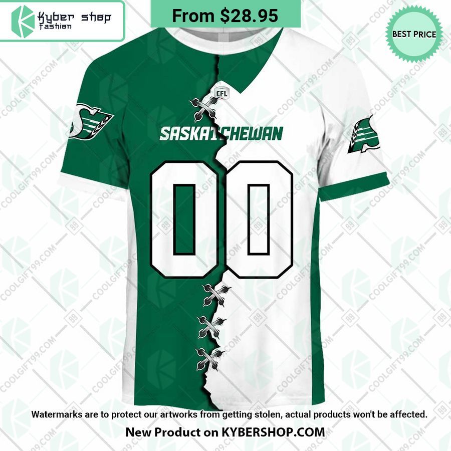 CFL Saskatchewan Roughriders Mix Jersey Style CUSTOM Hoodie