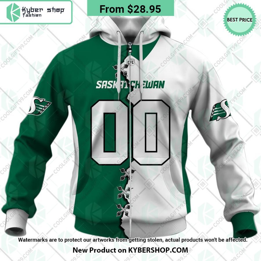 CFL Saskatchewan Roughriders Mix Jersey Style CUSTOM Hoodie