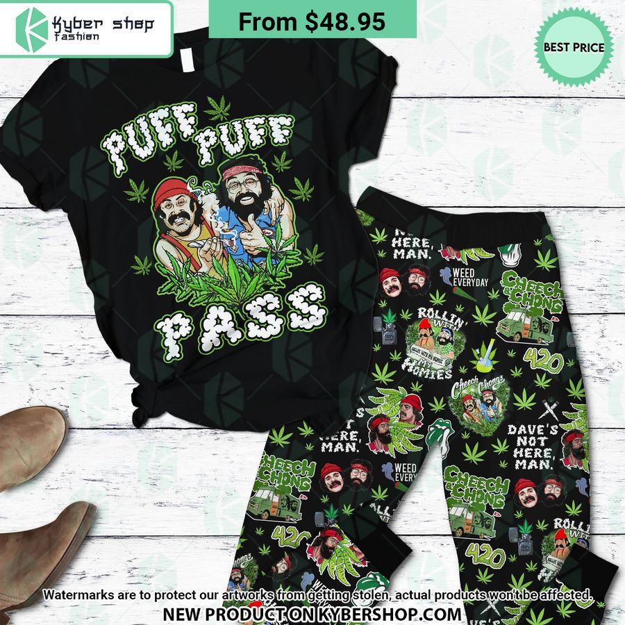 Cheech & Chong Puff Puff Pass Weed Pajamas Set