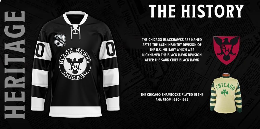 Chicago BlackHawks Heritage Concepts team logo Hockey Jersey