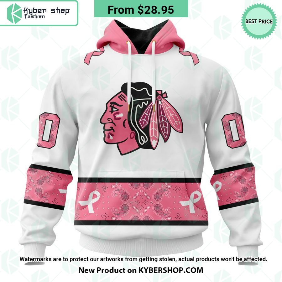 Chicago Blackhawks In October We Wear Pink Breast Cancer Hoodie