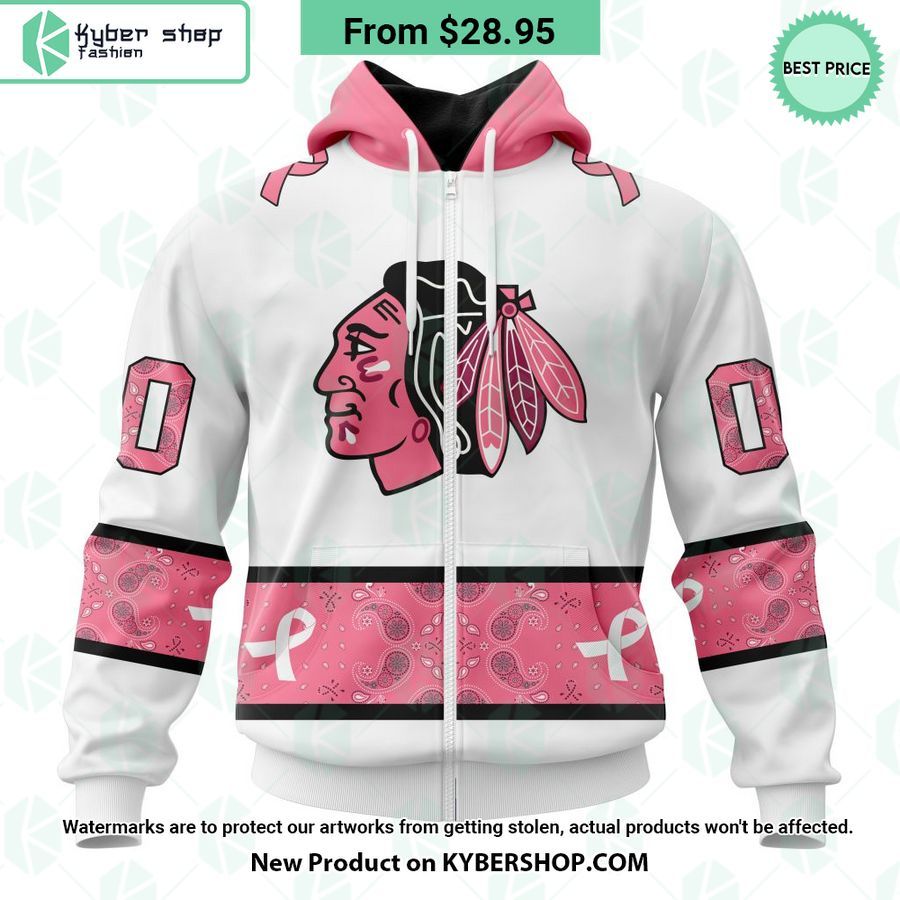 Chicago Blackhawks In October We Wear Pink Breast Cancer Hoodie