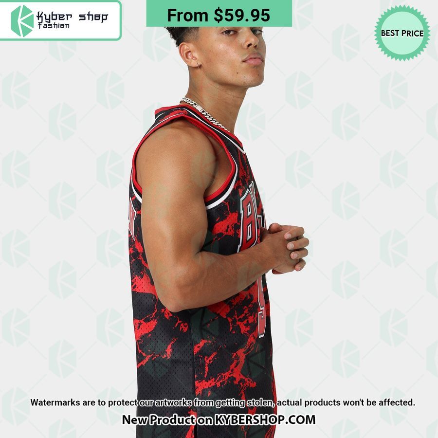 Chicago Bulls Dennis Rodman 91 Marble Red Basketball Jersey