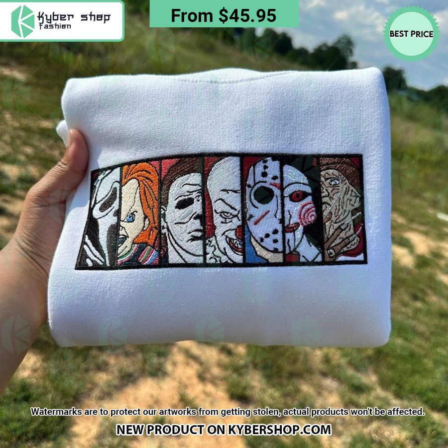 Chucky Ghostface Freddy Krueger Michael Myers Jason Voorhees Embroidered Sweatshirt, Hoodie