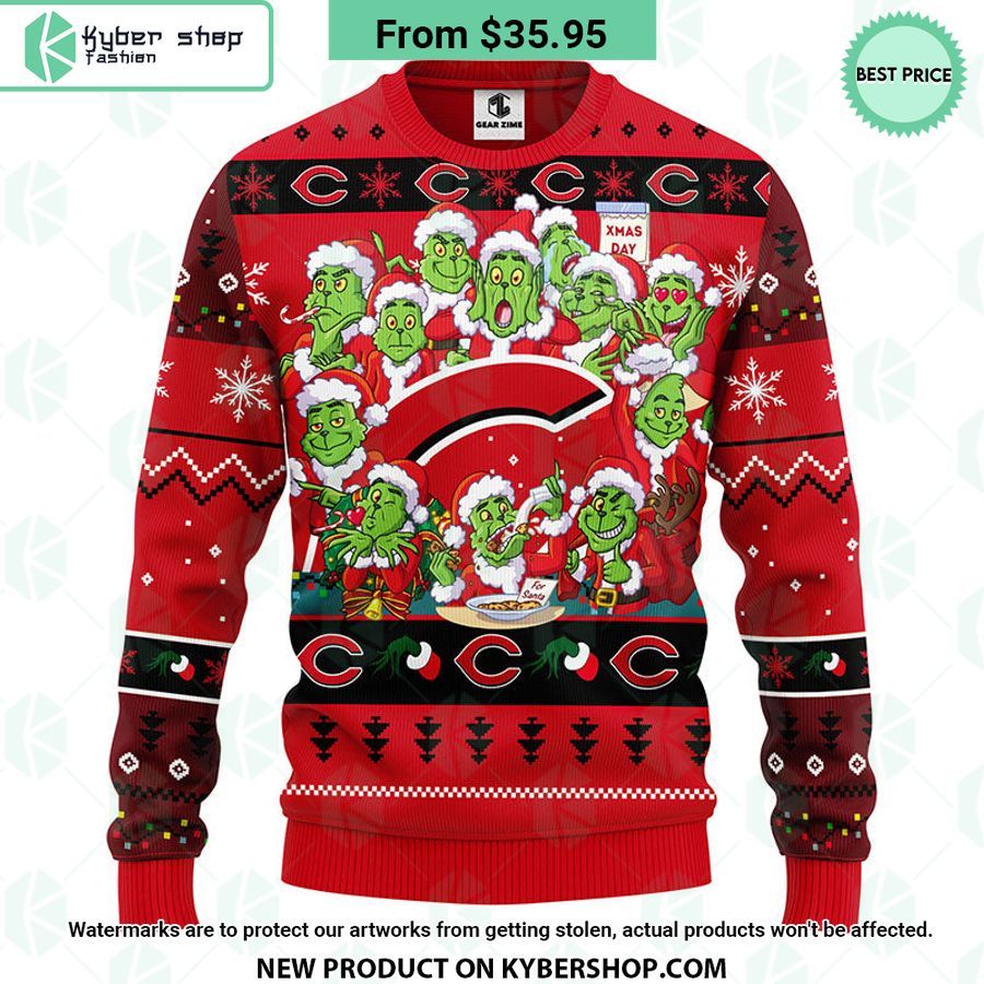 Cincinnati Reds Grinch Christmas Sweater