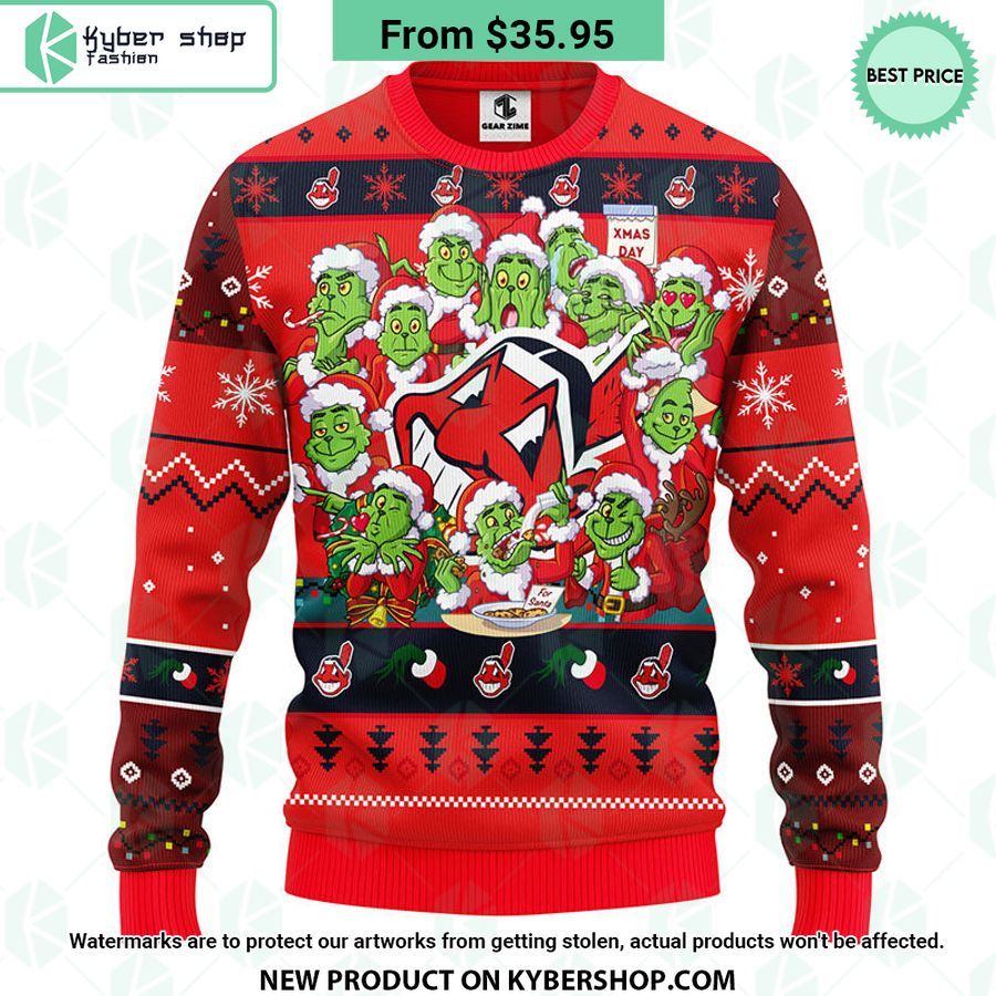 Cleveland Indians Grinch Christmas Sweater