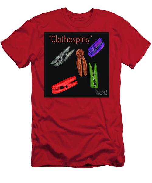 Clothespin Illustration Black T-Shirt