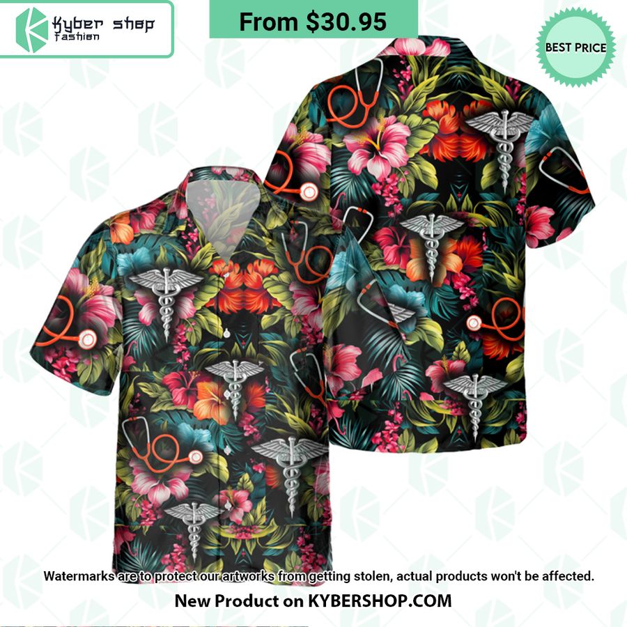 CNA Caduceus Medical Symbol Hawaiian Shirt