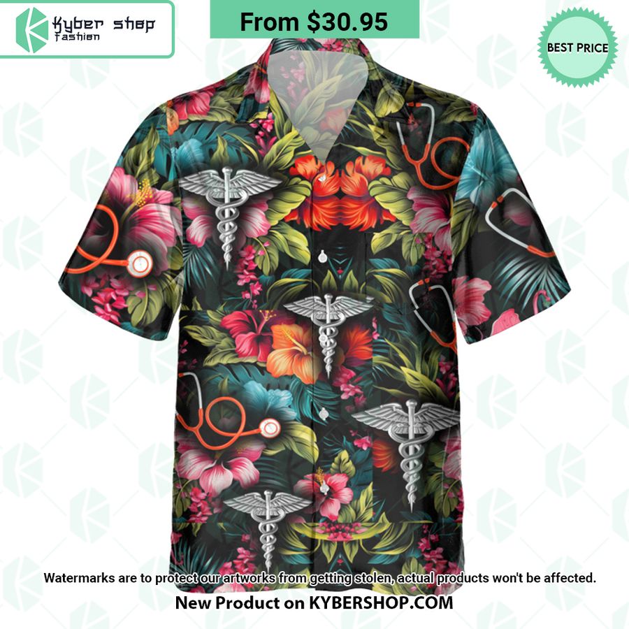 CNA Caduceus Medical Symbol Hawaiian Shirt