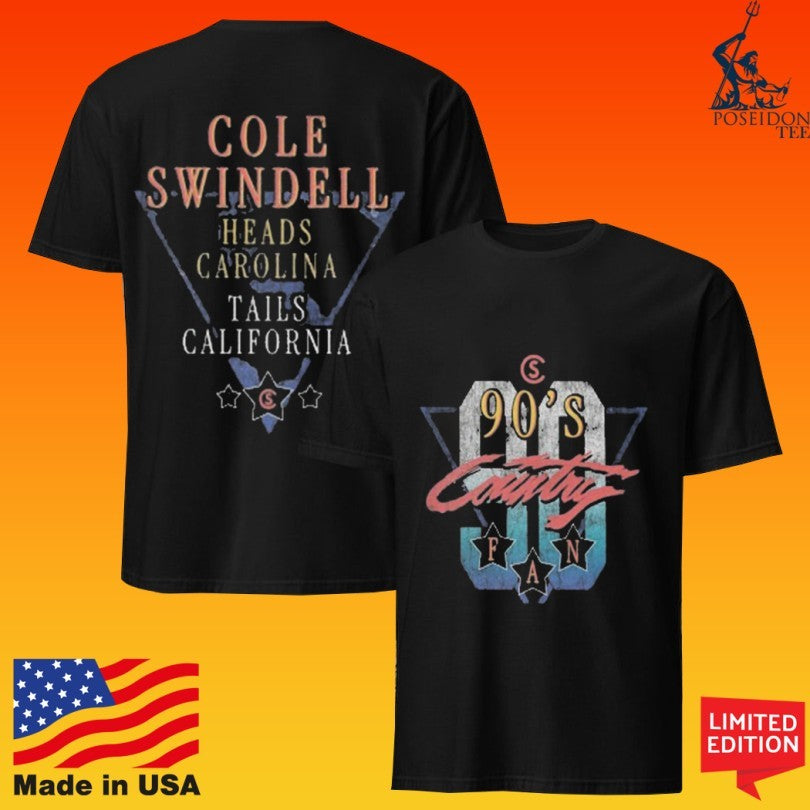 Cole Swindell Heads Carolina Tails California 90’s Country T-shirt