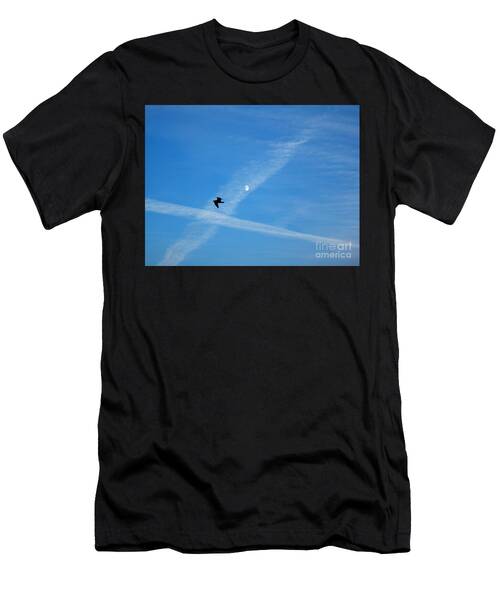Contrails With Moon And Eagle Flying Through T-Shirt