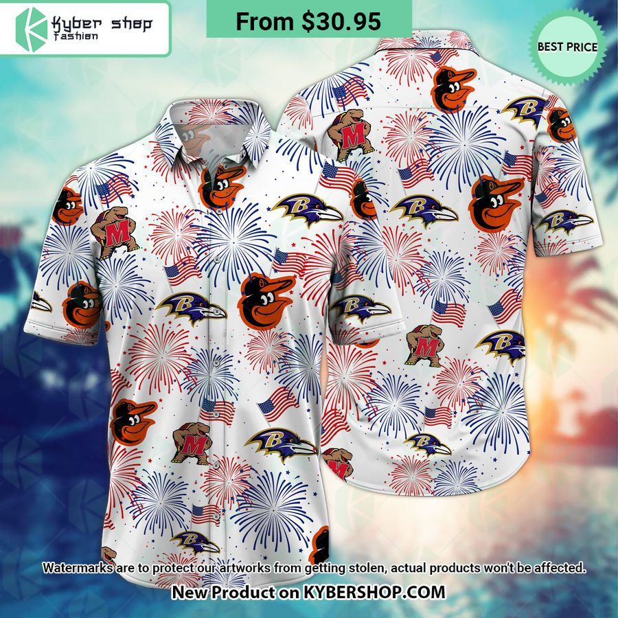 Baltimore Sports team Happy 4th Of July Hawaiian Shirt