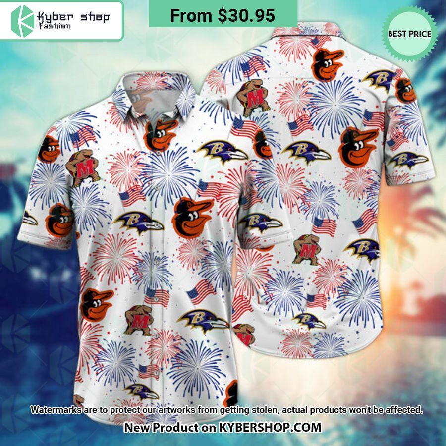 Baltimore Sports team Happy 4th Of July Hawaiian Shirt