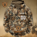 Las Vegas Raider Custom Name Number Camo Huntin' 3D Cargo Hoodie