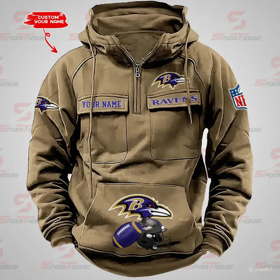 Baltimore Ravenss Custom Vintage Cargo Hoodies, Fan Gift