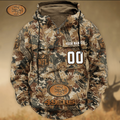 San Francisco SF49ers Custom Name Number Camo Huntin' 3D Cargo Hoodie