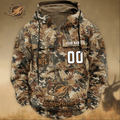 Miami Dolphins Custom Name Number Camo Huntin' 3D Cargo Hoodie