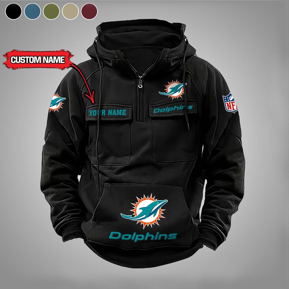 Miami Dolphins Custom Vintage Cargo Hoodies, Fan Gift
