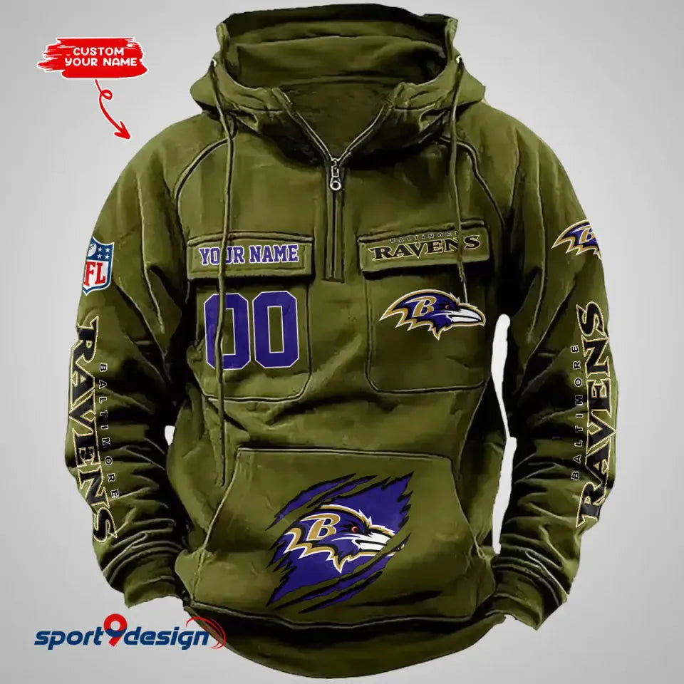 Baltimore Ravens Custom Vintage Cargo Hoodies, Fan Gift