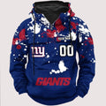 Personalized New York Giants Paint-Splatter Custom Name Number 3D Cargo Hoodie