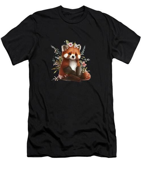 Cute Red Panda In Wildflowers T-Shirt