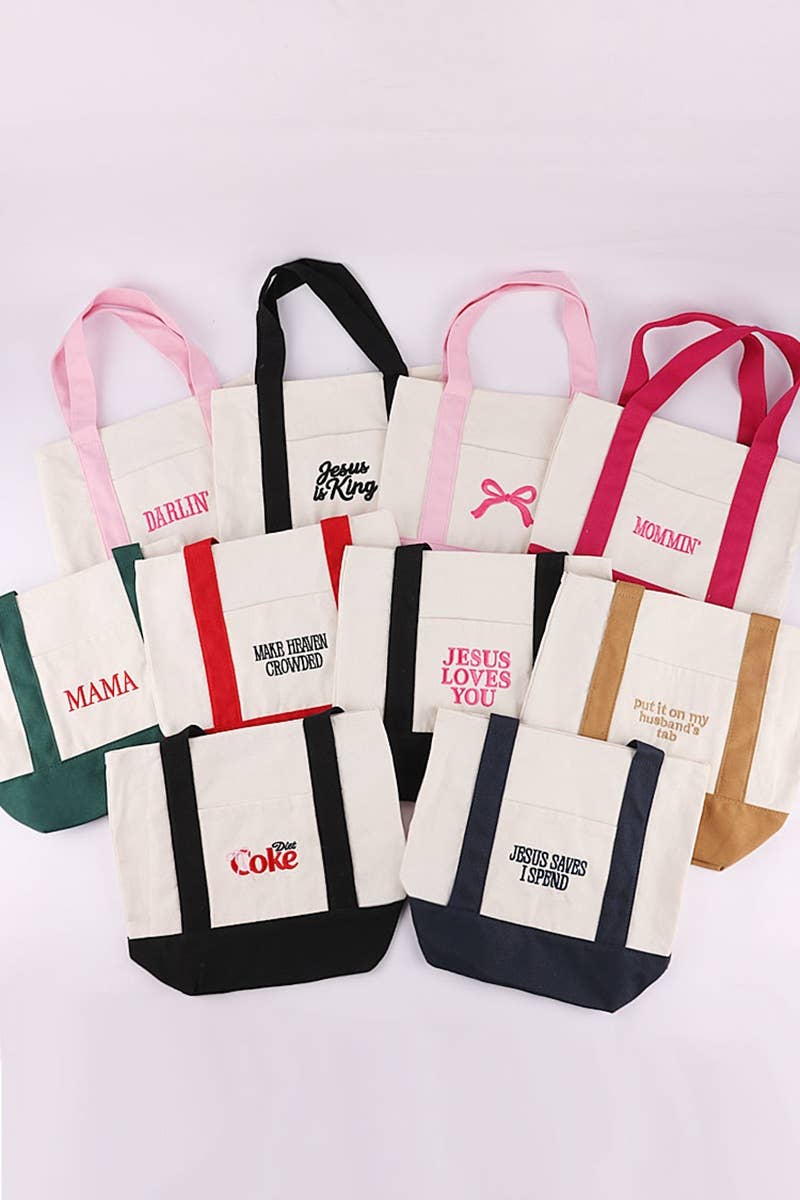 Embroidered Mini Canvas Tote Bag