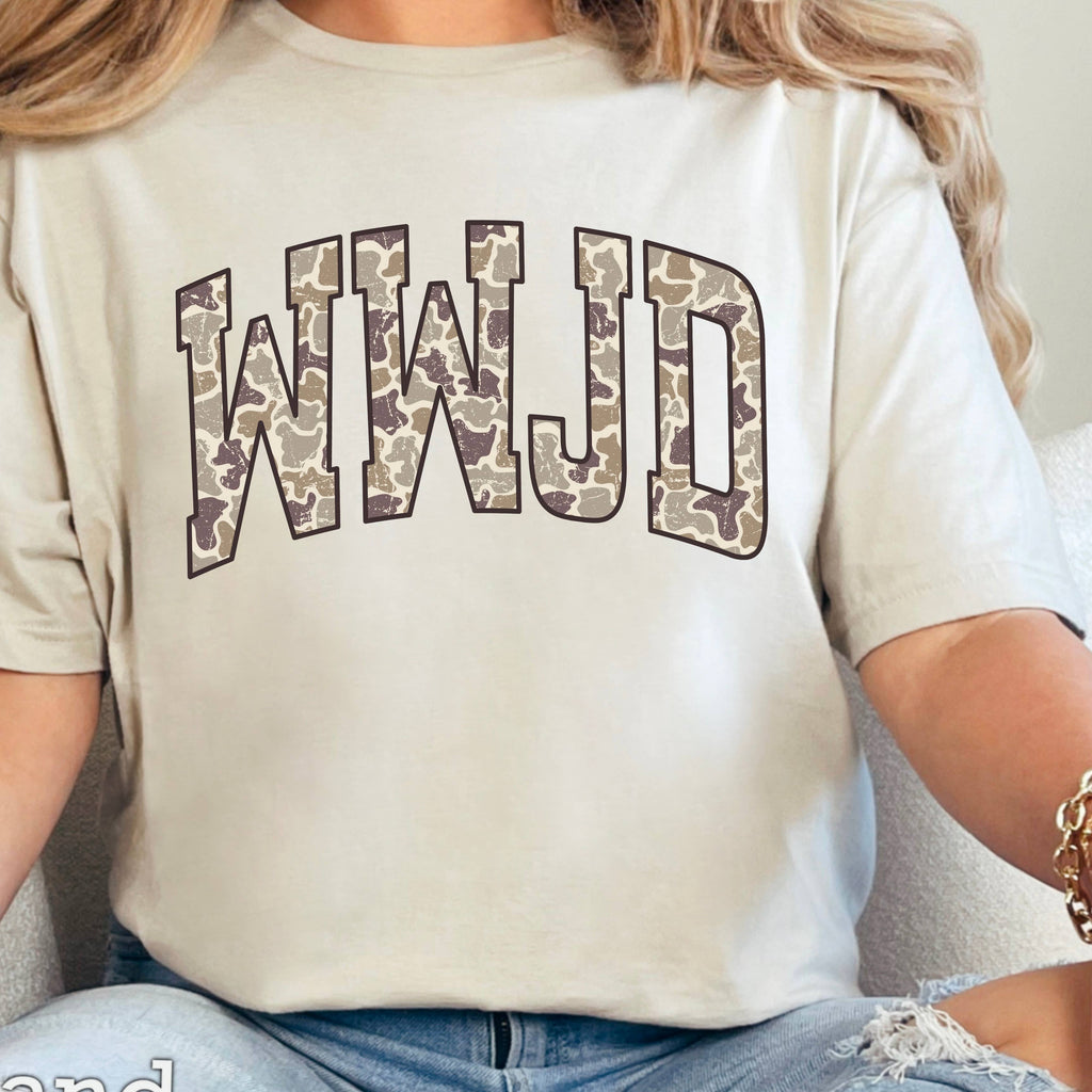 Wwjd Camo Christian Graphic Tee | Gildan