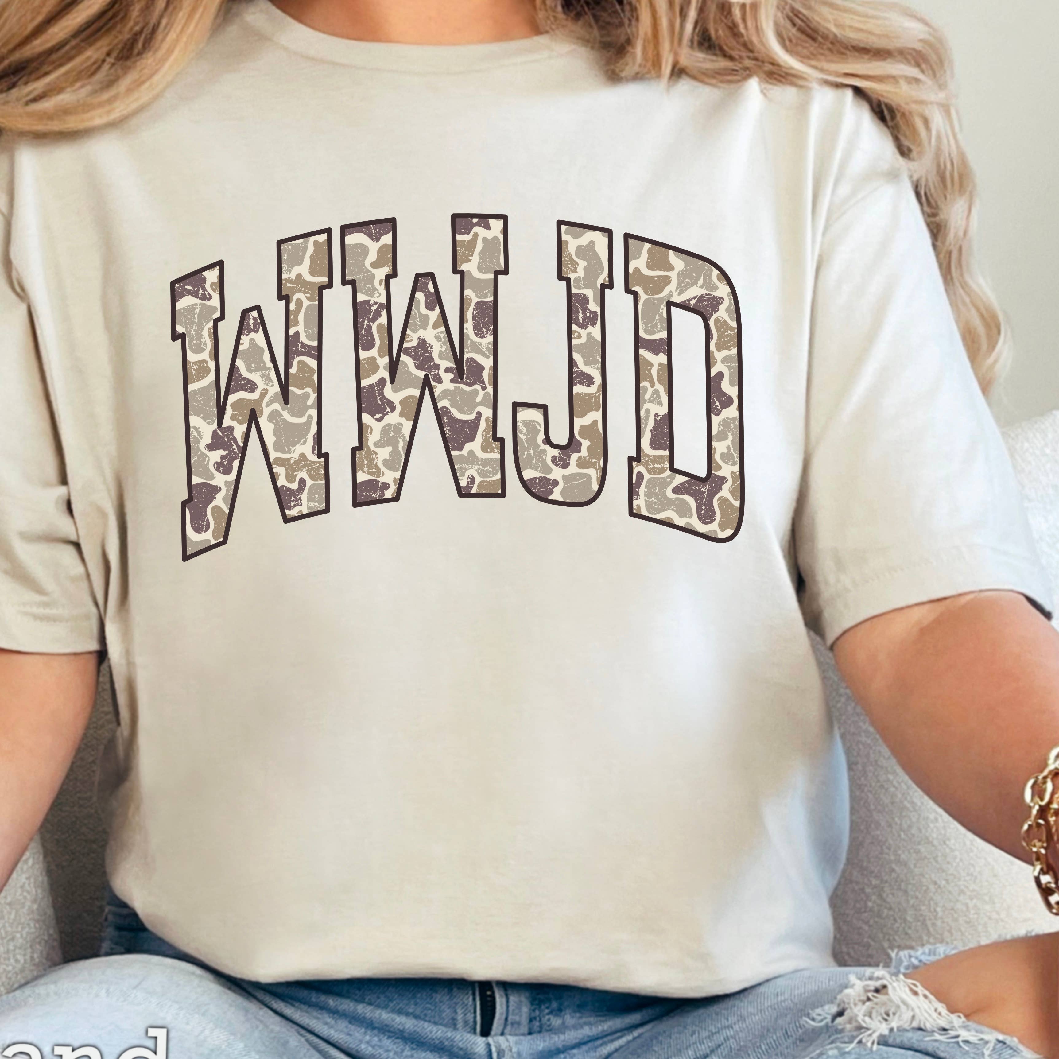 Wwjd Camo Christian Graphic Tee | Gildan
