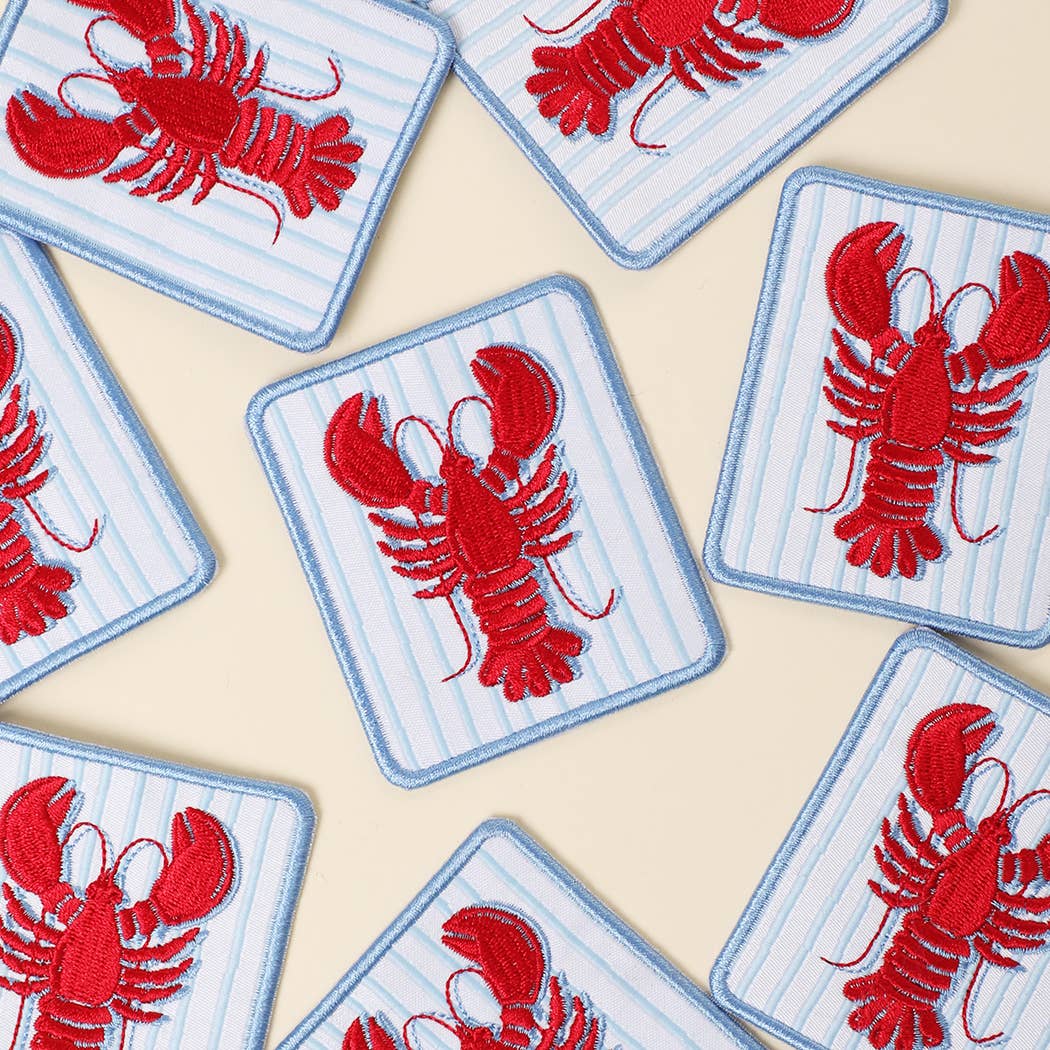 Lobster Embroidered Heat Press Style Patch