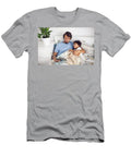 Dad Reads A Book Lying In White Bed To His Son Child Before Going To Bed T-Shirt