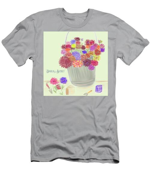 Dahlia Bucket Illustration T-Shirt