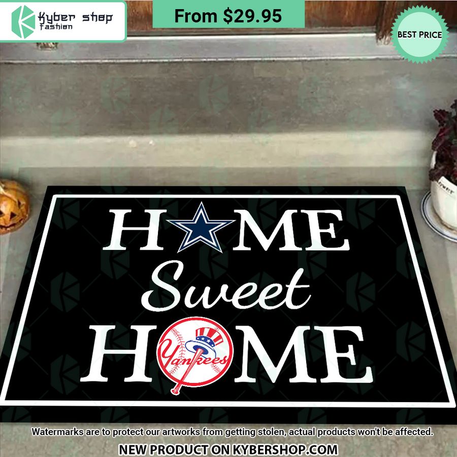 Dallas Cowboys New York Yankees Home Sweet Home Doormat