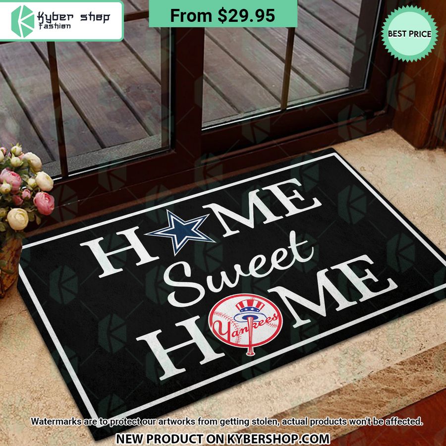 Dallas Cowboys New York Yankees Home Sweet Home Doormat