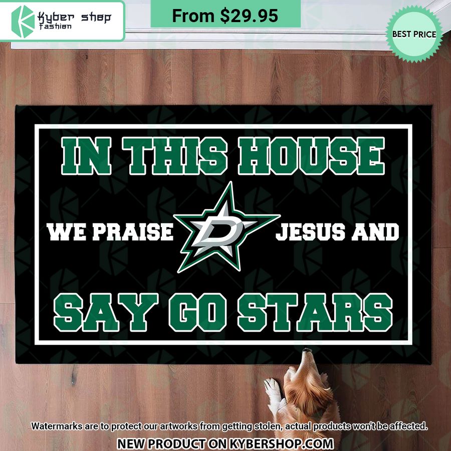 Dallas Stars In This House We Praise Jesus and Say Go Stars Doormat