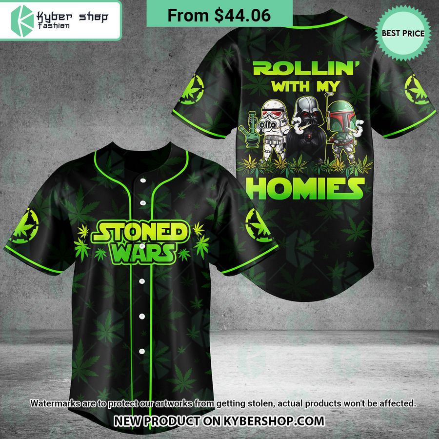 Darth Vader Stoned Wars Rollin With My Homies Baseball Jersey
