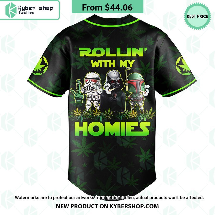 Darth Vader Stoned Wars Rollin With My Homies Baseball Jersey