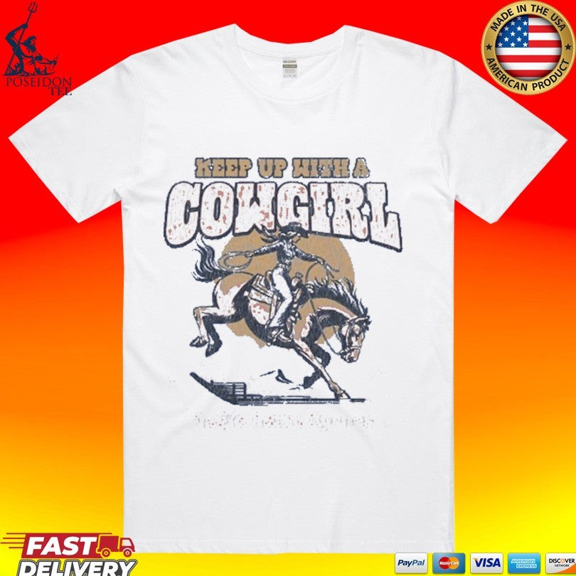 David Adam Byrnes Blue Keep Up With A Cowgirl T-shirt