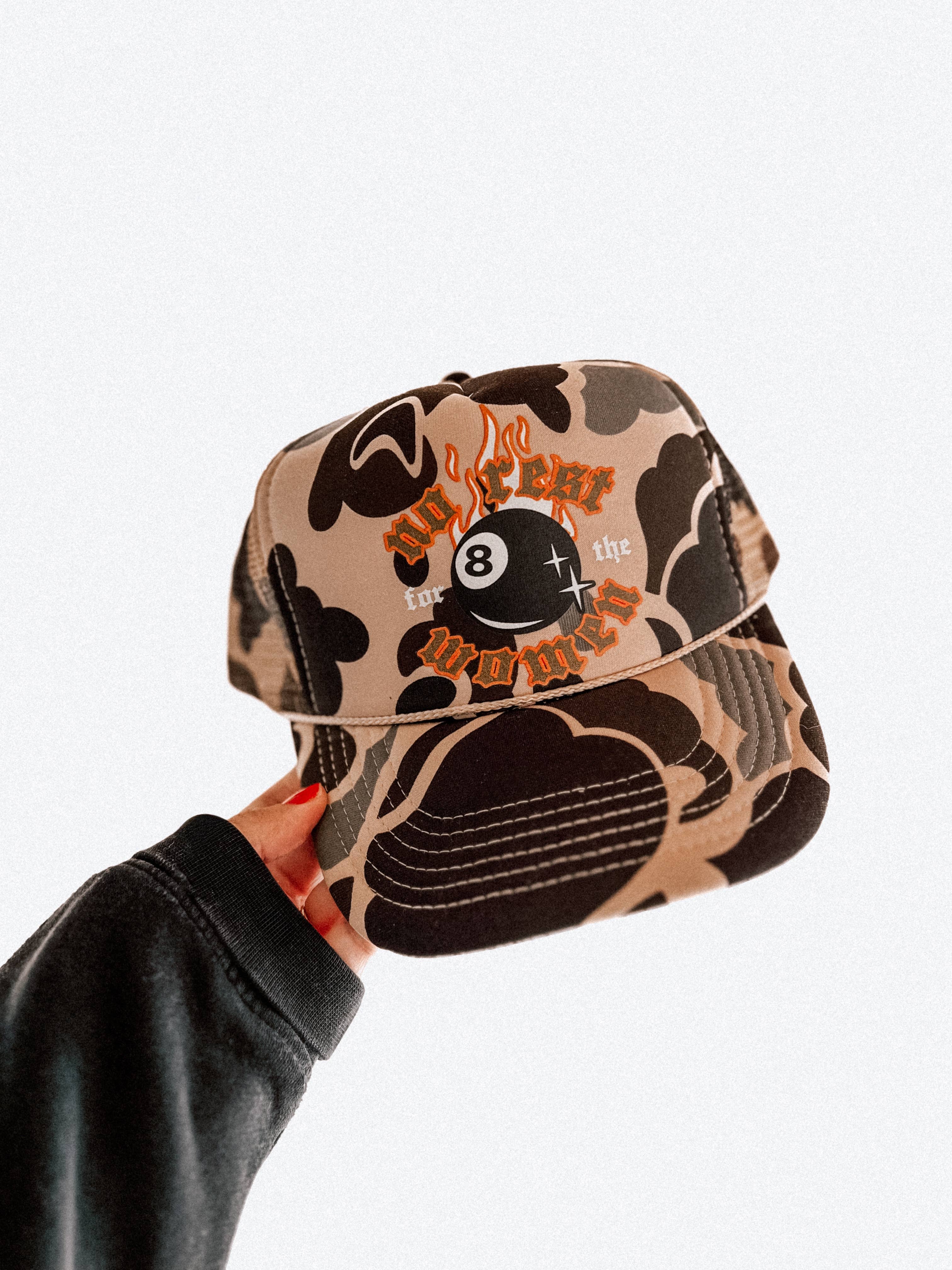 No Rest For the Women Feminist Trucker Hat - Camo