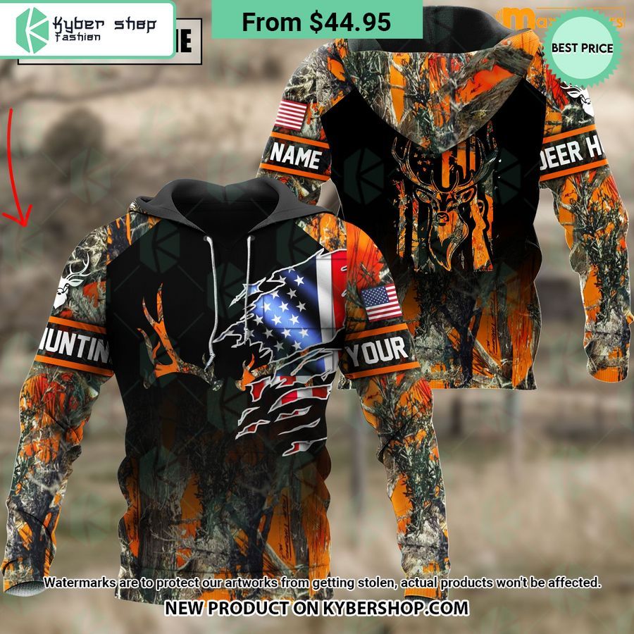Deer Hunting US Flag CUSTOM Hoodie