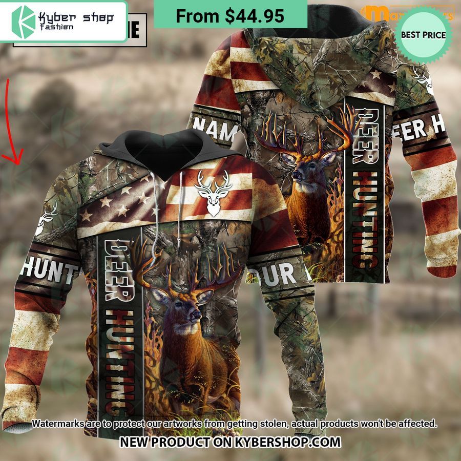 Deer Hunting US Flag Hoodie