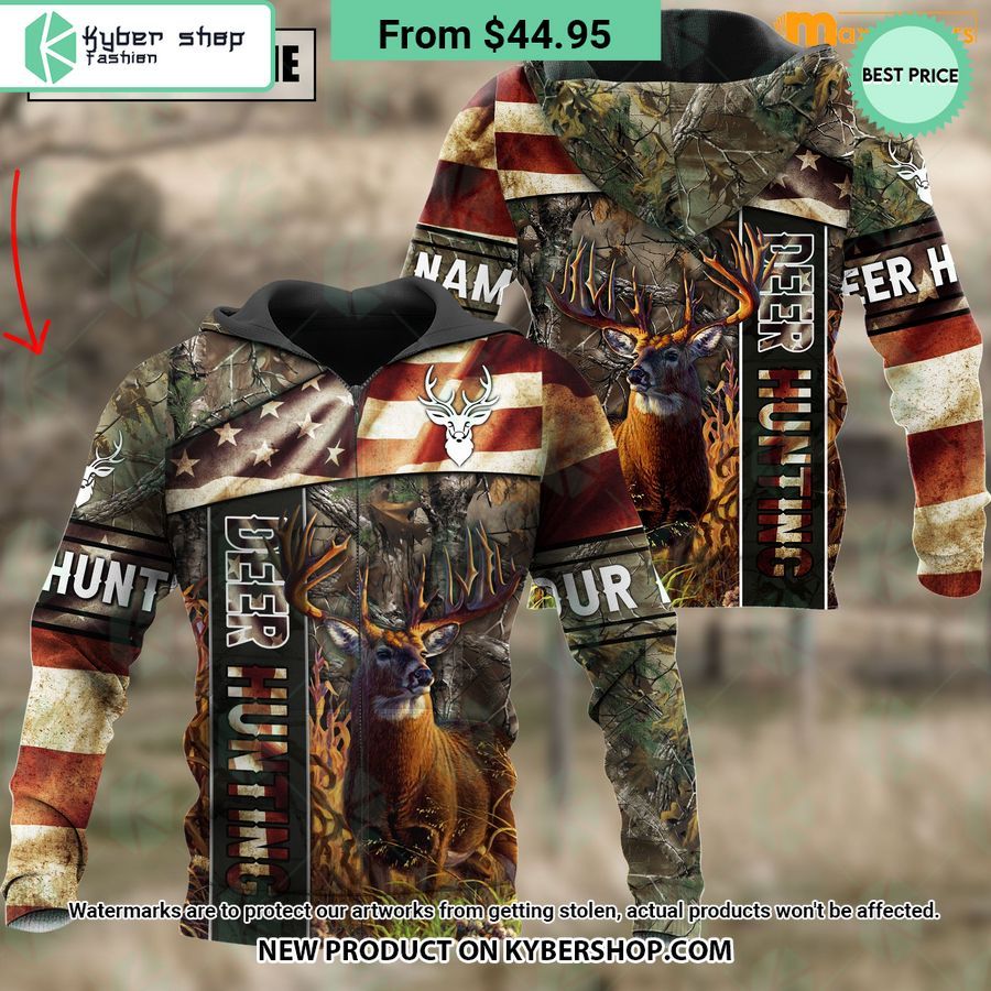 Deer Hunting US Flag Hoodie